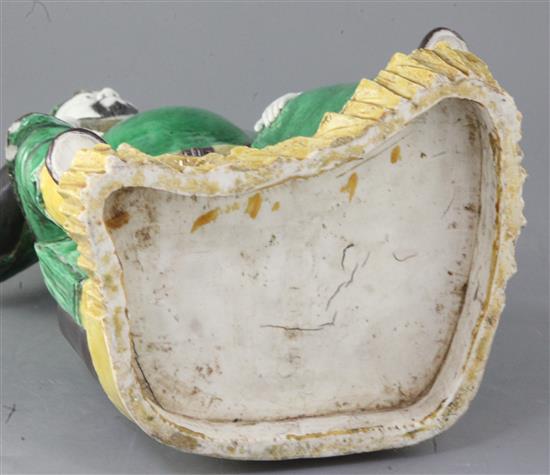 A Chinese enamelled biscuit porcelain figure of Guandi, 19th century, height 35cm